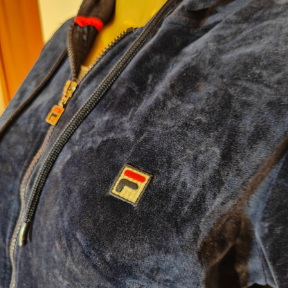 Navy Velour Zip-Up Hoodie
