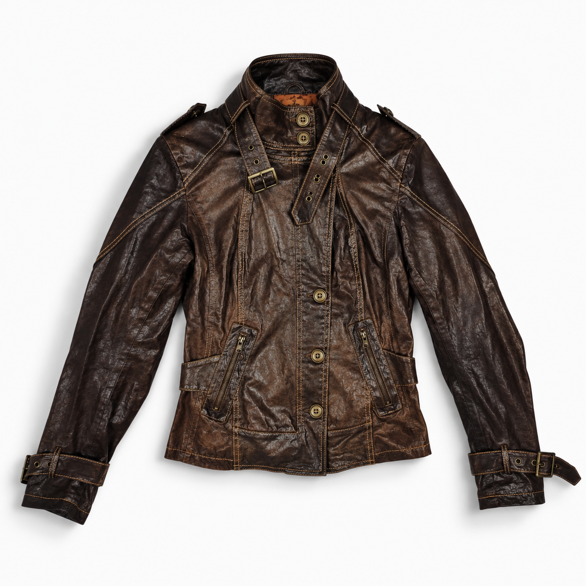 Danier Distressed Brown Leather Military Jacket