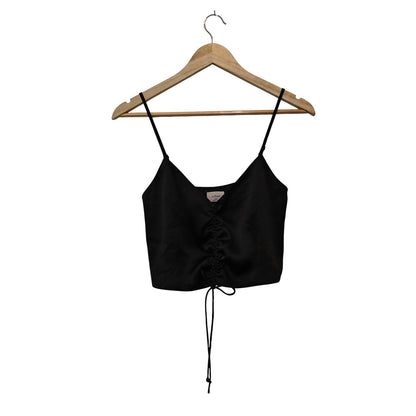 Black Ruched Satin Cami Top