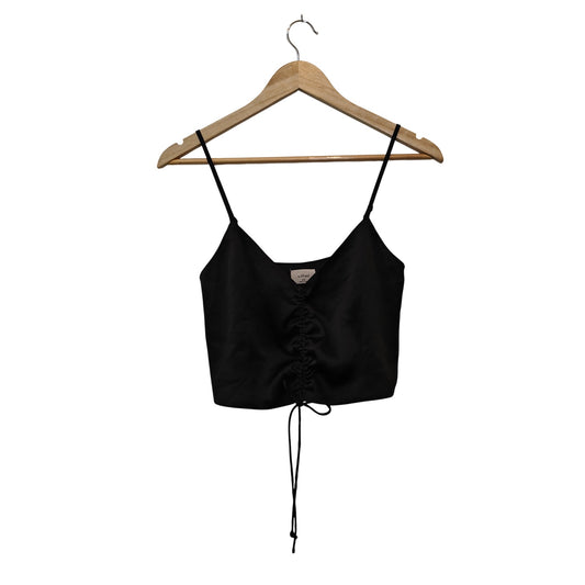 Black Ruched Satin Cami Top