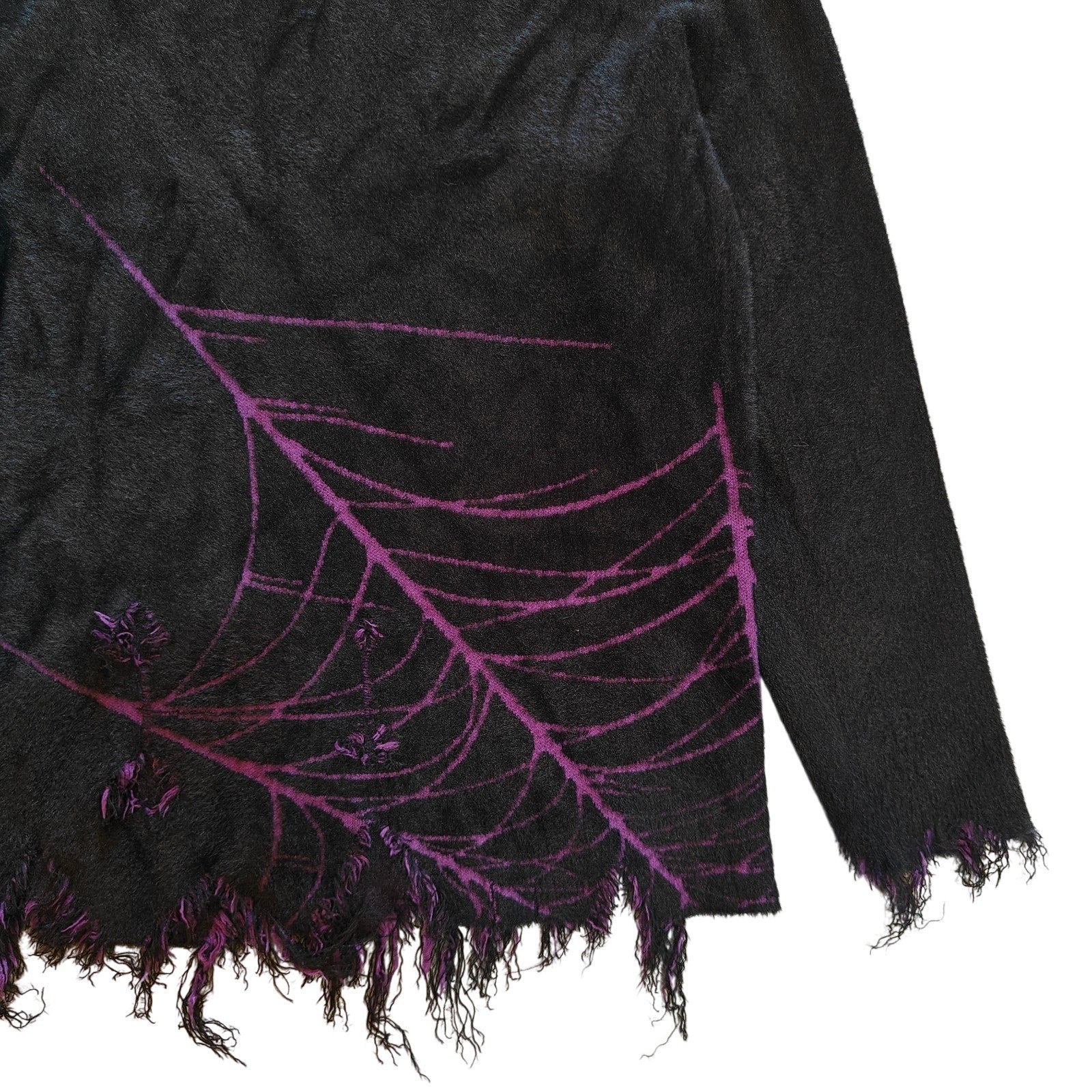 Black and Purple Fuzzy Spiderweb Sweater