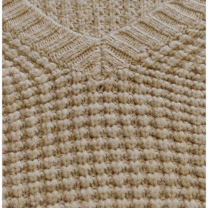 Cream Chunky Knit V-Neck Sweater
