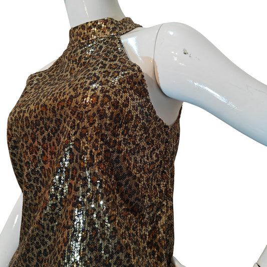 Sequin Leopard Halter Top