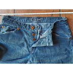 Womens 34 Light Wash Button Fly Flap Pocket Jeans