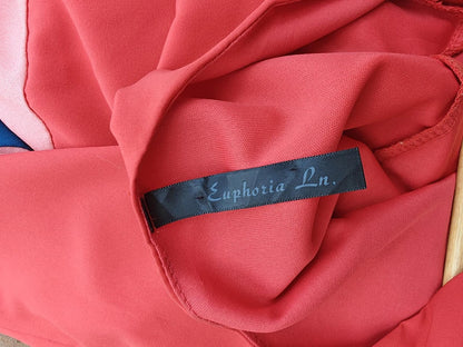 Red Fit & Flare Color Block Dress