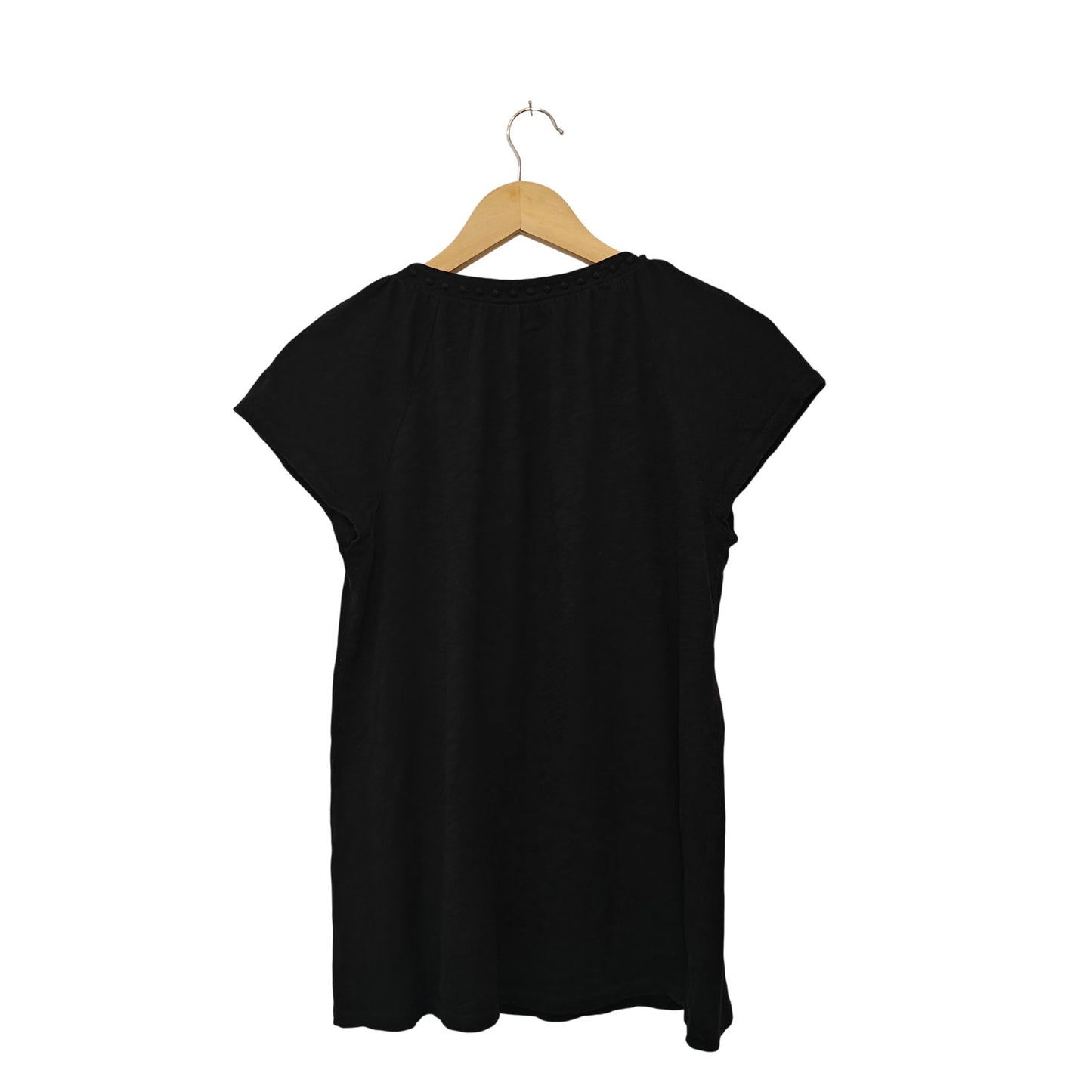 Black Short-Sleeve V-Neck Blouse