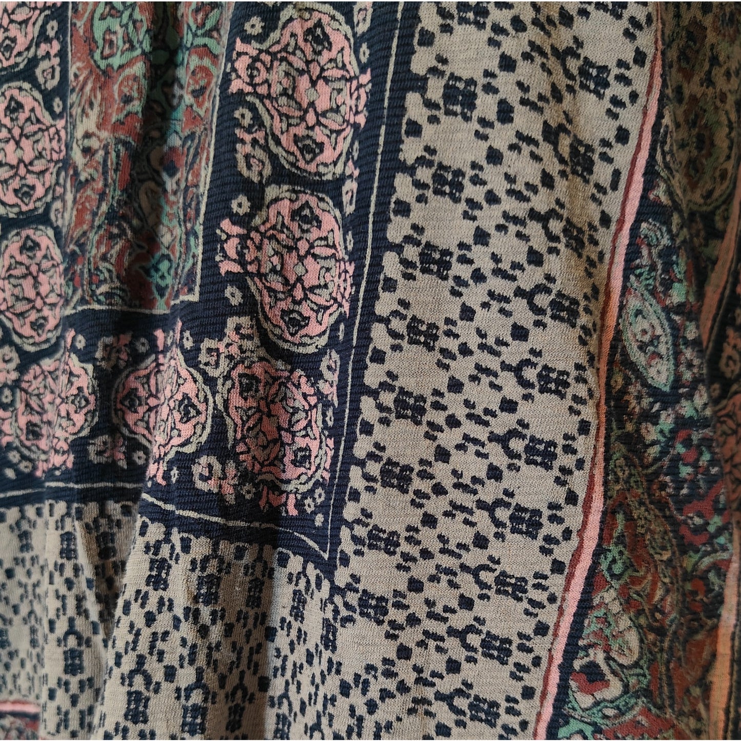 Boho Print Short Sleeve V Neck Top