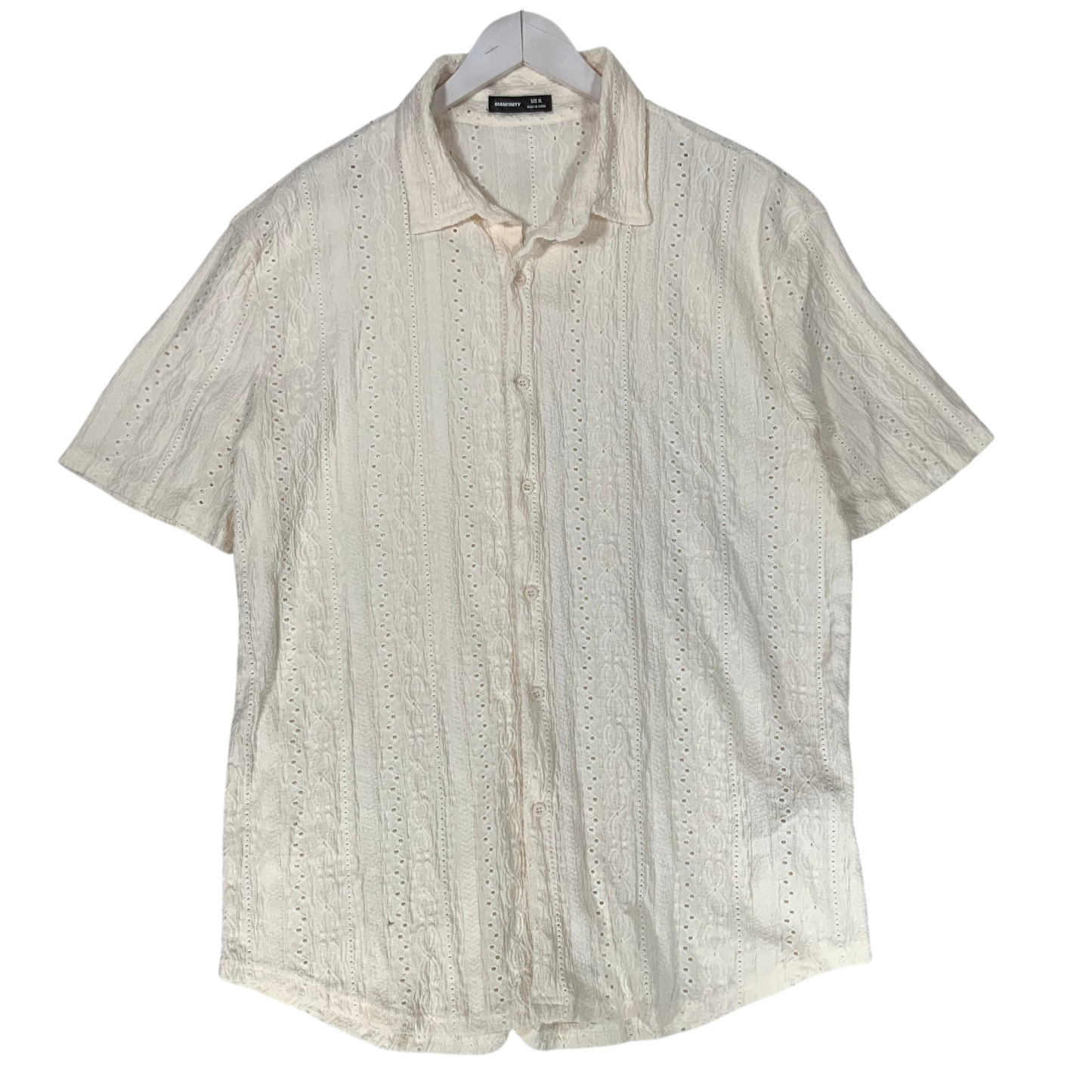 Short Sleeve Off White Button Down