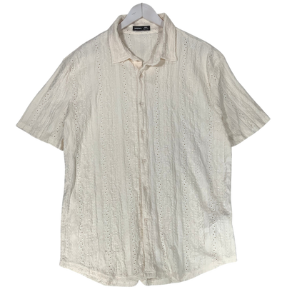 Short Sleeve Off White Button Down