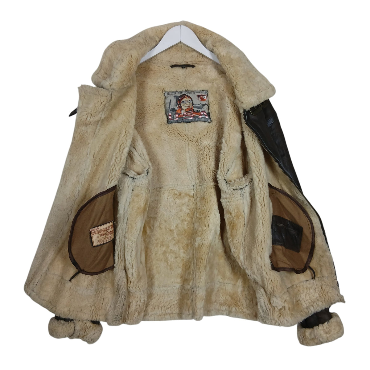 Walter Davoucci Genuine Shearling B-3 Aviator Jacket