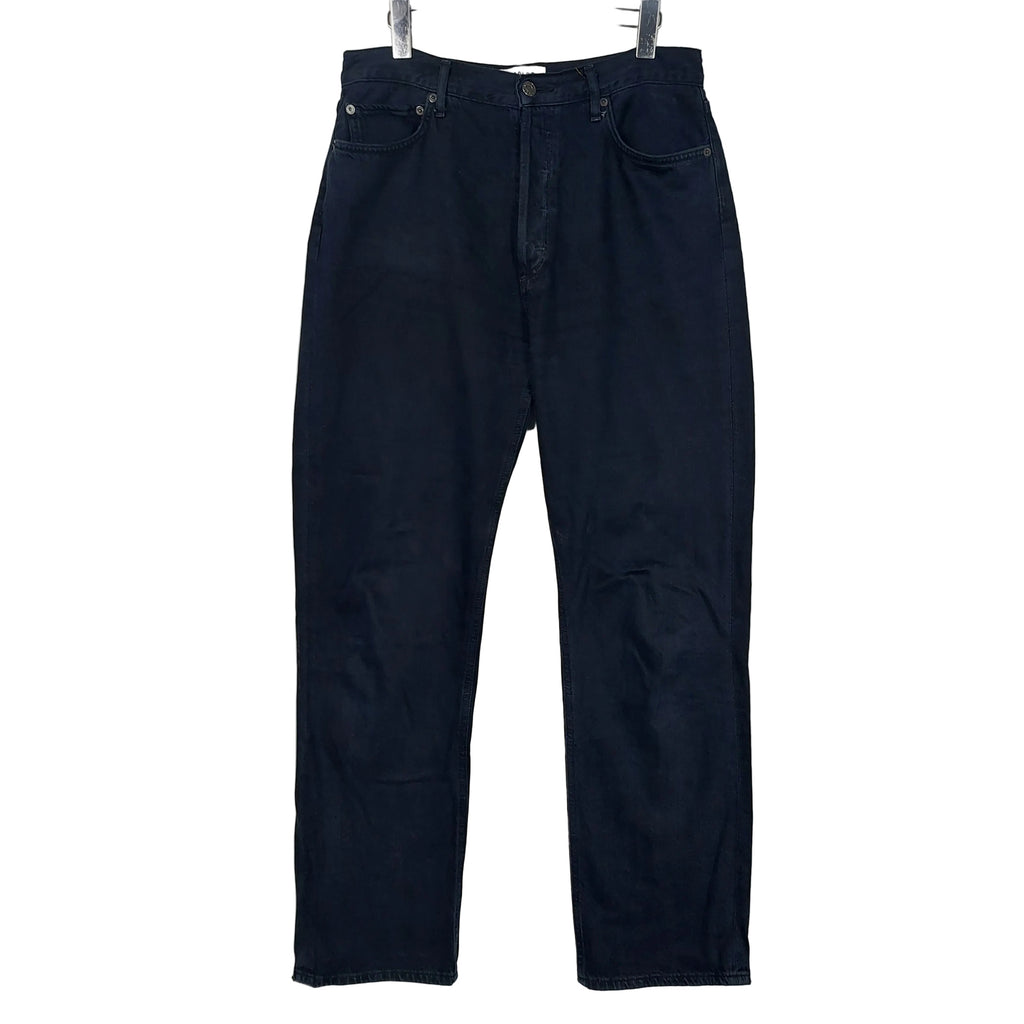 AGOLDE ’90s Pinch Waist Long Straight Jeans Crushed Black Women’s 30