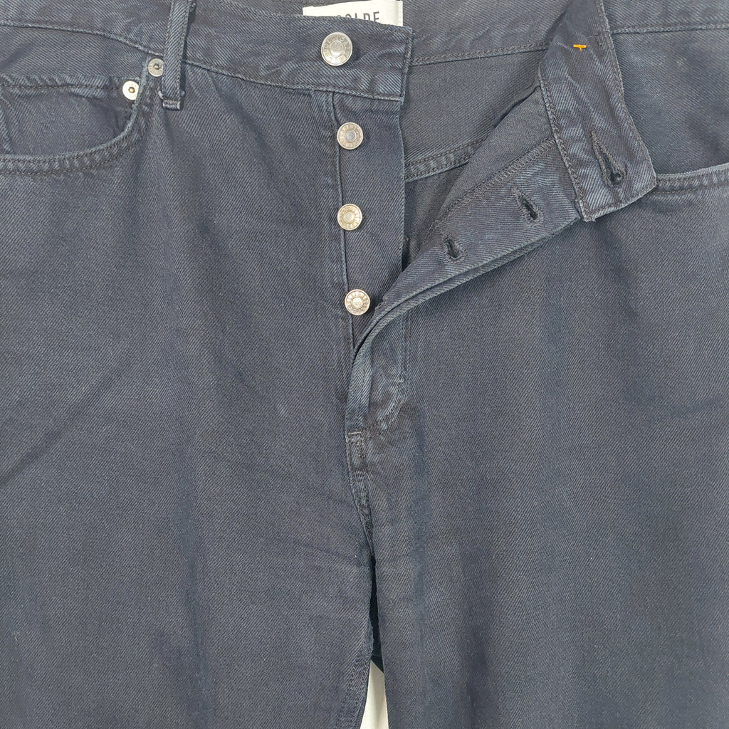AGOLDE ’90s Pinch Waist Long Straight Jeans Crushed Black Women’s 30