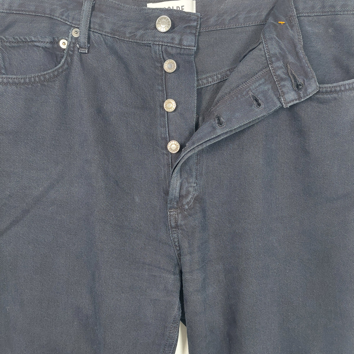 AGOLDE ’90s Pinch Waist Long Straight Jeans Crushed Black Women’s 30