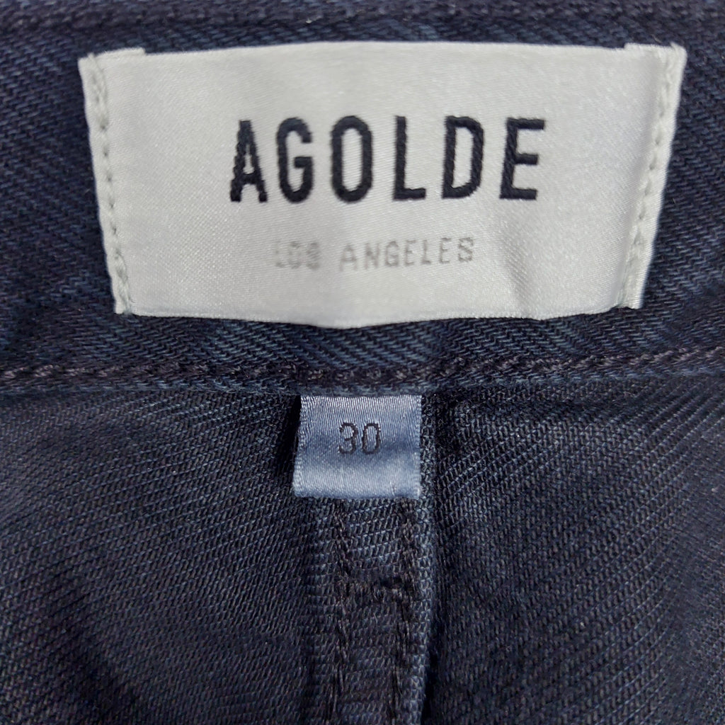 AGOLDE ’90s Pinch Waist Long Straight Jeans Crushed Black Women’s 30