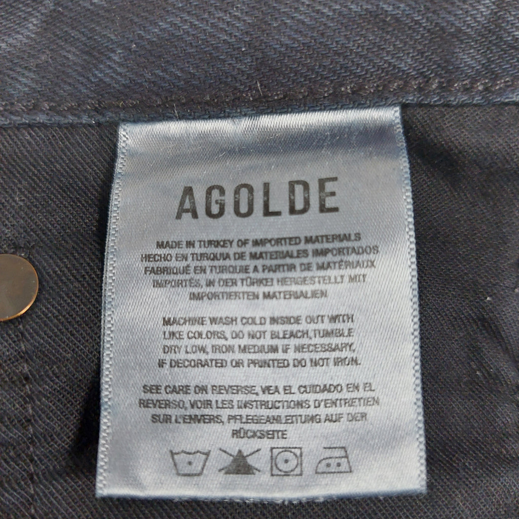 AGOLDE ’90s Pinch Waist Long Straight Jeans Crushed Black Women’s 30