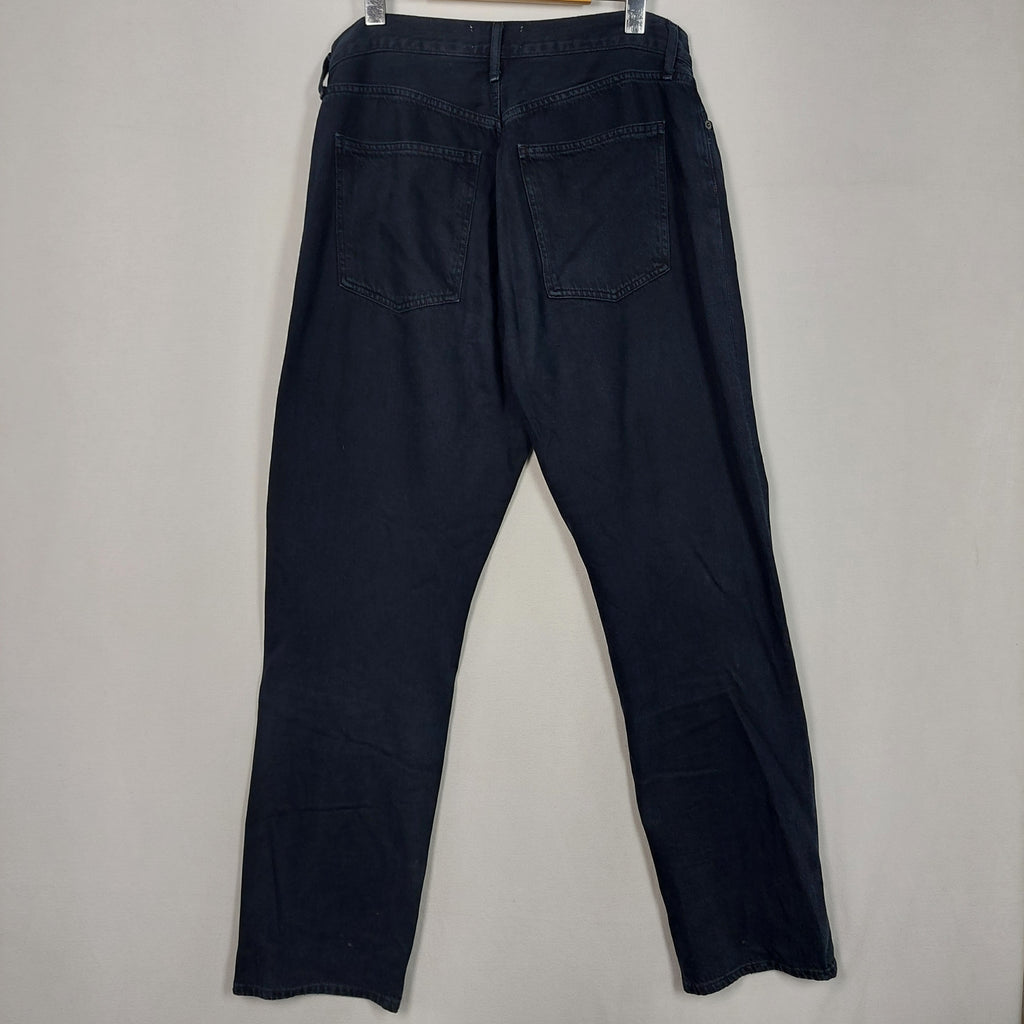 AGOLDE ’90s Pinch Waist Long Straight Jeans Crushed Black Women’s 30