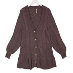 Free People Burgundy Chunky Knit Cardigan