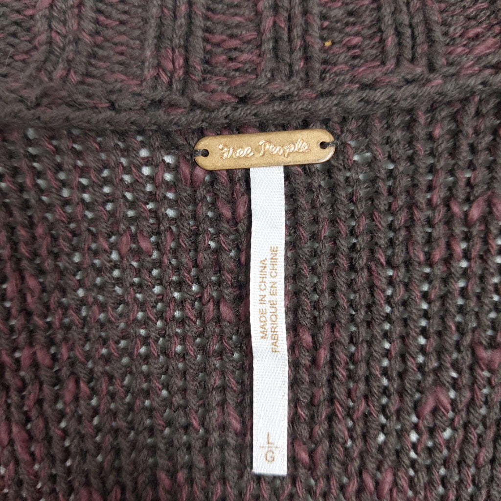 Free People Burgundy Chunky Knit Cardigan