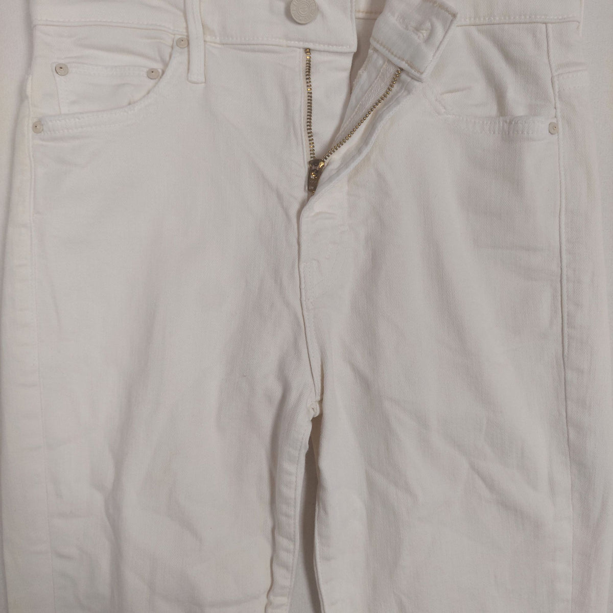 MOTHER Ivory Step-Hem Stretch Jeans – Size 27