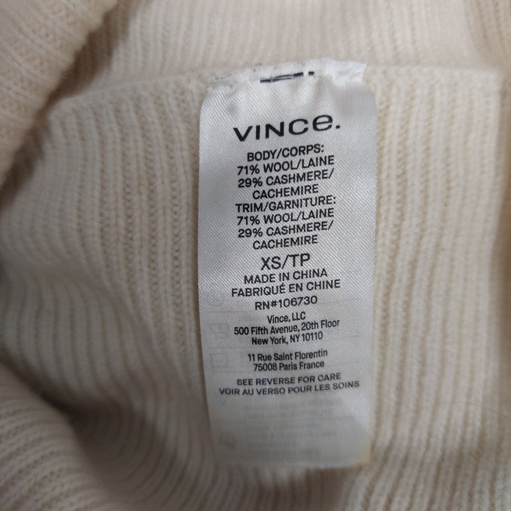 Vince Wool & Cashmere Funnel-Neck Sweater – Ivory