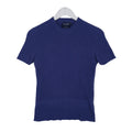 Giorgio Armani Classico Blue Cashmere Ribbed Short Sleeve Sweater IT 42