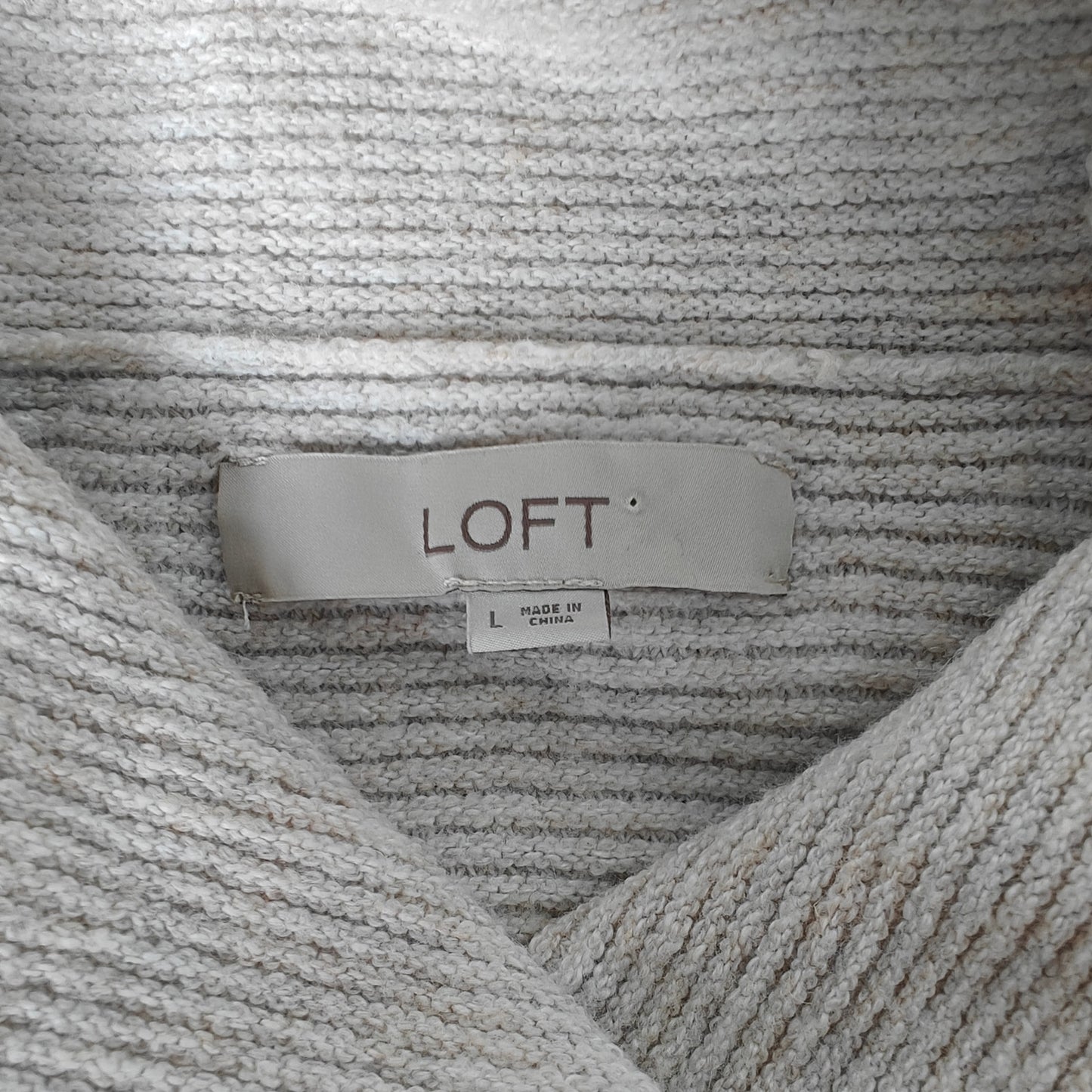 Oatmeal Cowl Neck Ribbed Tunic Sweater