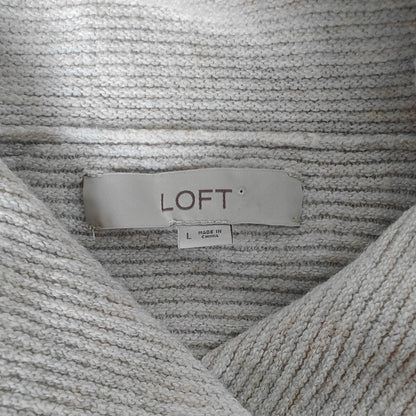 Oatmeal Cowl Neck Ribbed Tunic Sweater
