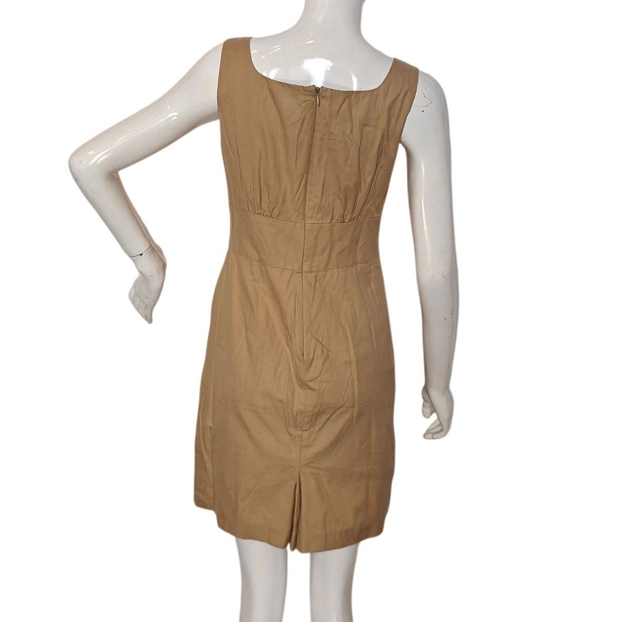 Tan Cotton Sleeveless Empire Waist Dress