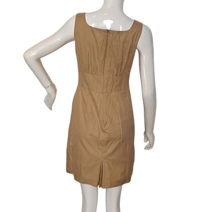 Tan Cotton Sleeveless Empire Waist Dress