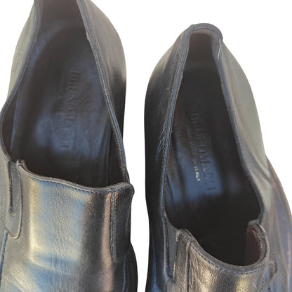 Black Leather Slip On Dress Shoes Made in Italy