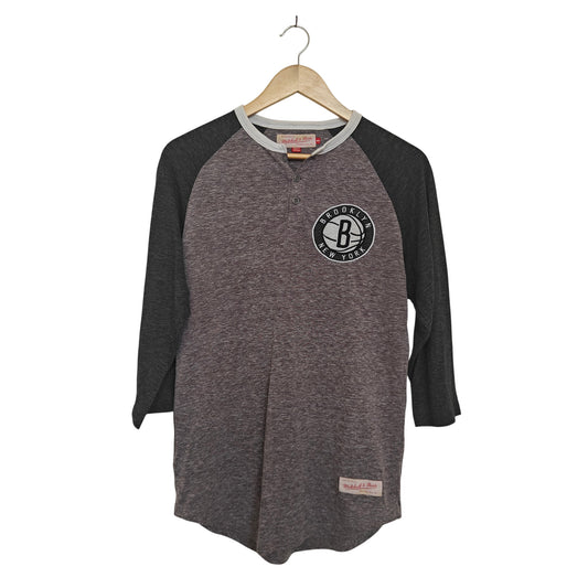 Mitchell & Ness Grey Colorblock Raglan Cotton Baseball Tee