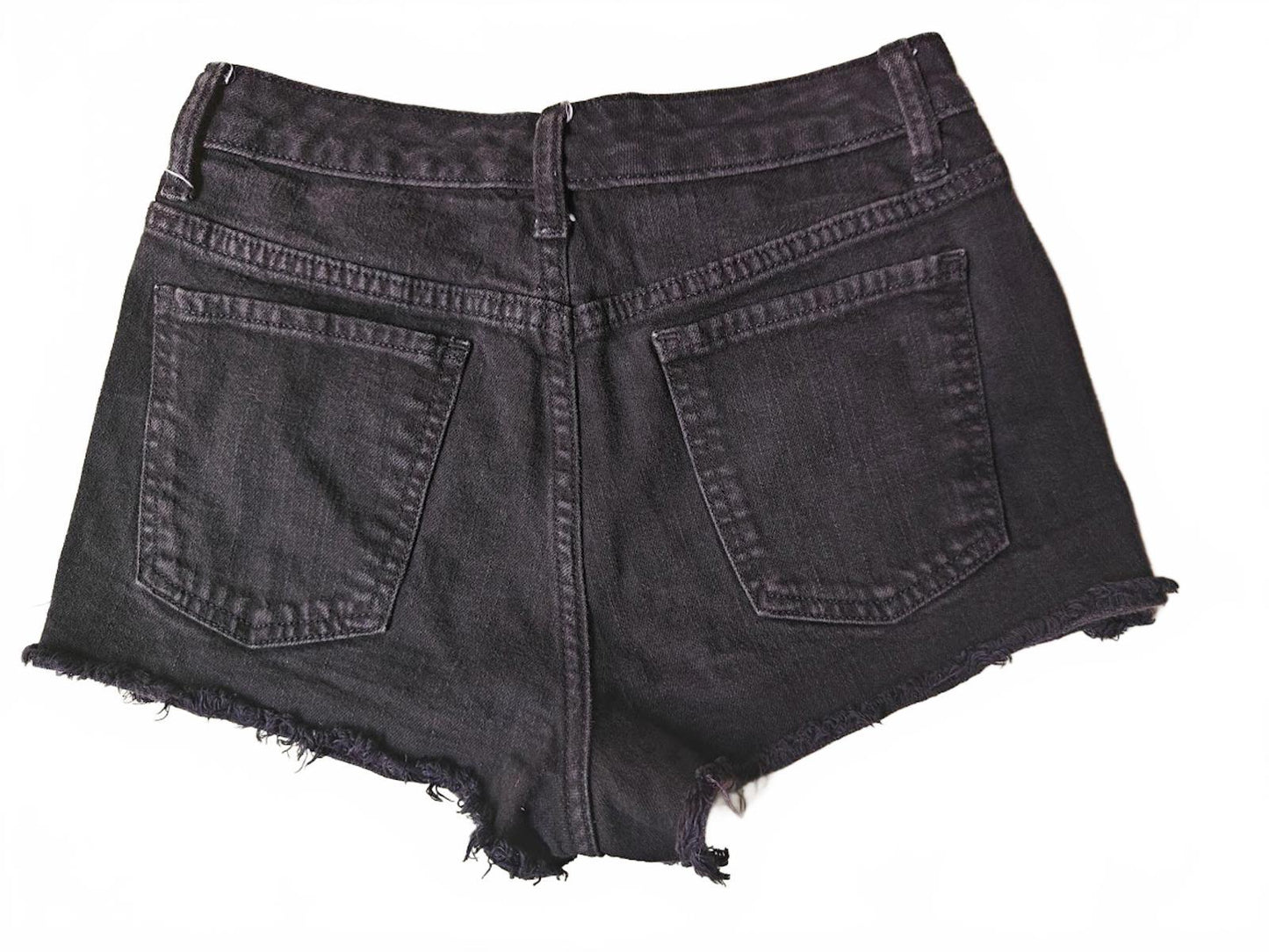 Black High Rise Cut Off Jean Shorts