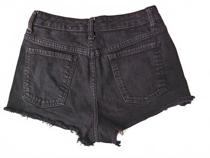 Black High Rise Cut Off Jean Shorts