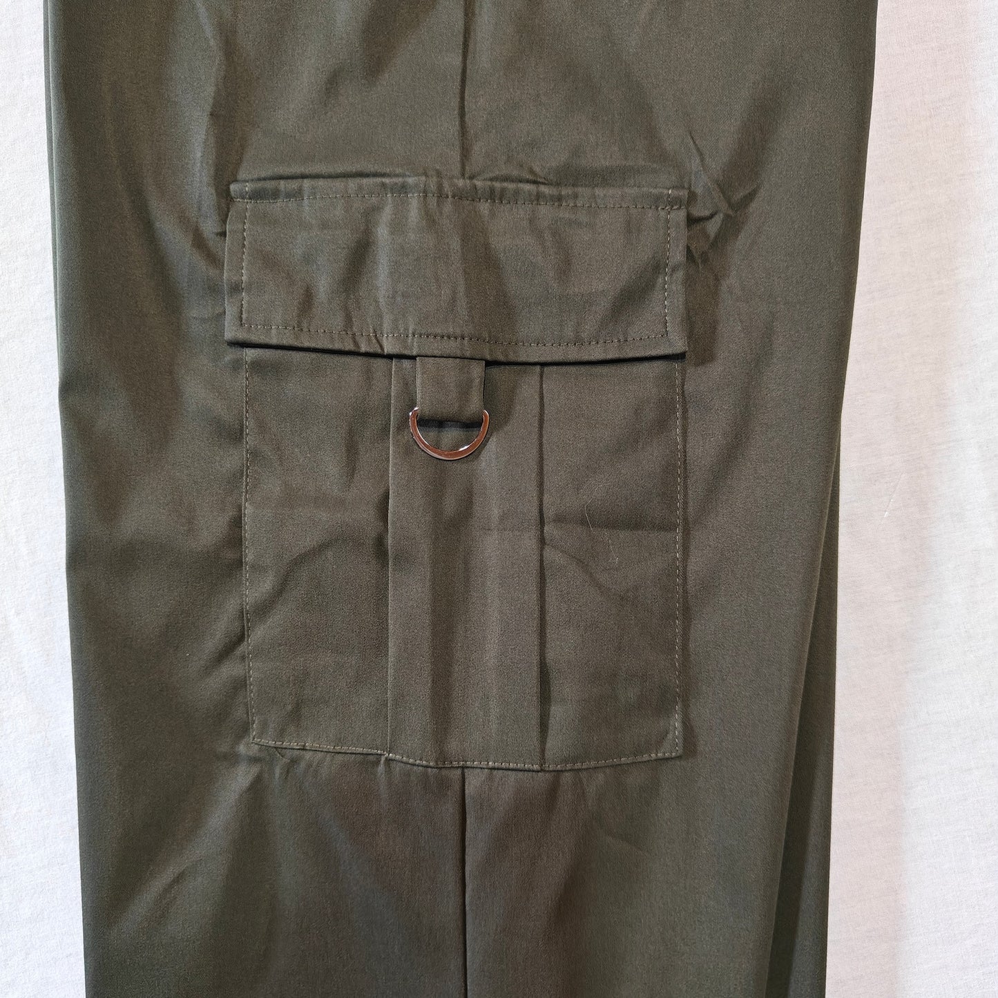Olive Green Wide Leg Cargo Pants