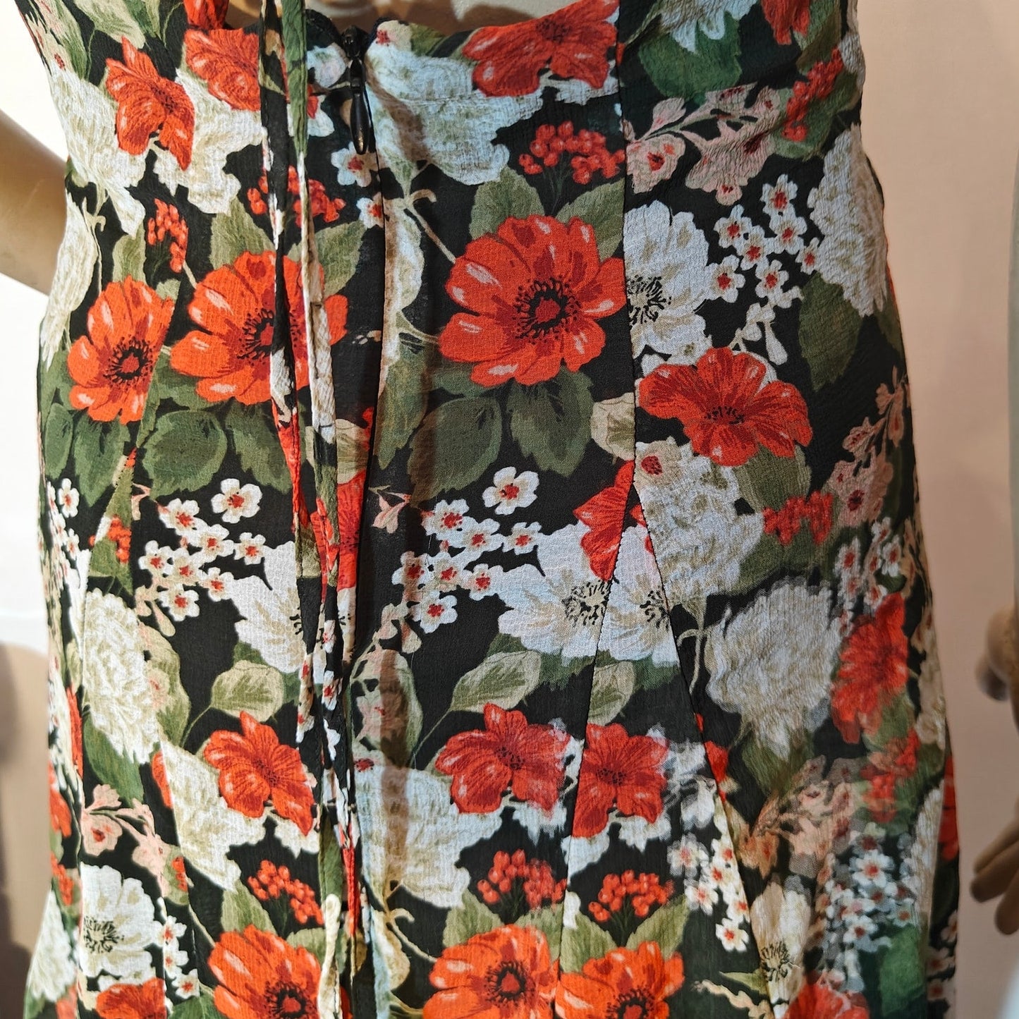 Black Floral Mini Slip Dress