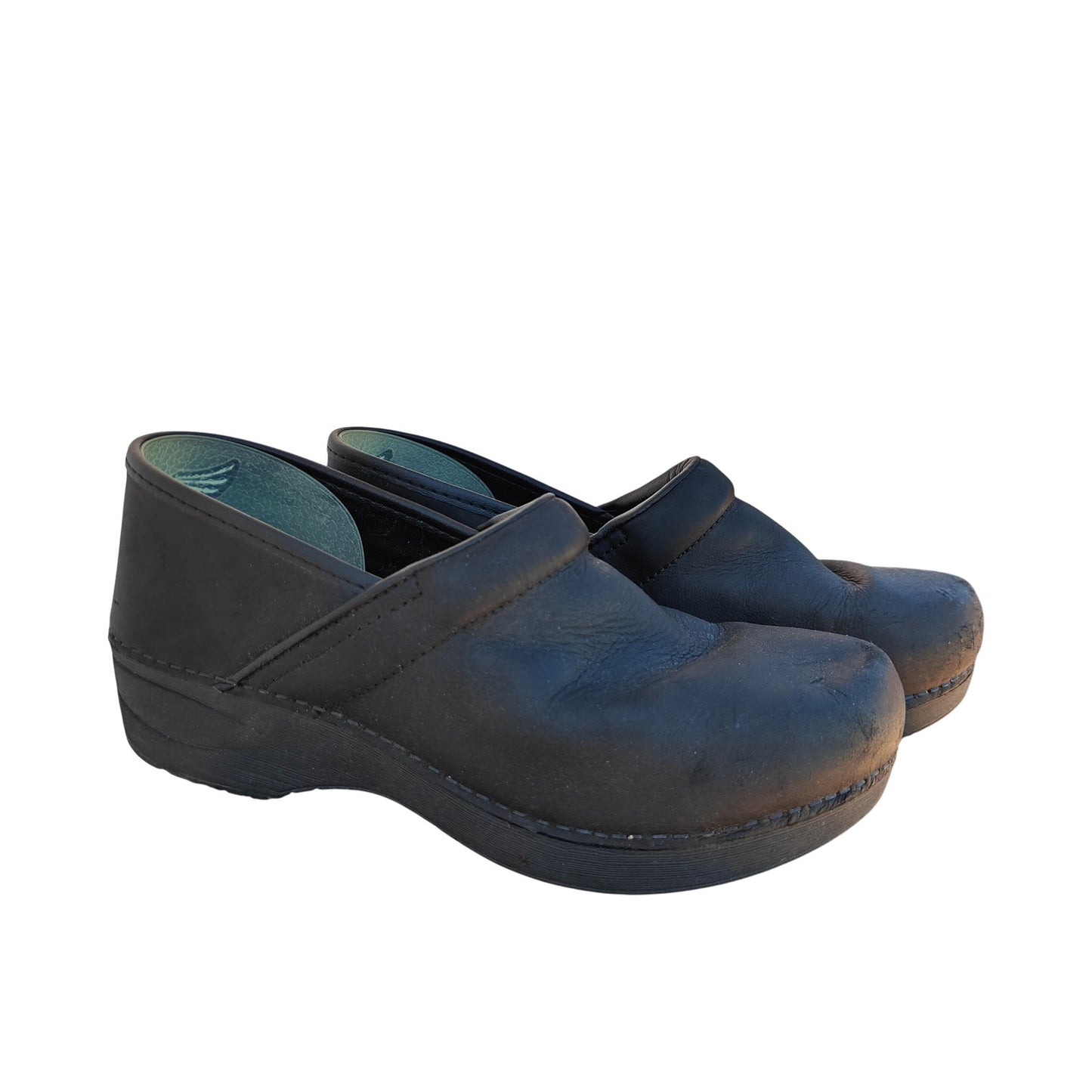 Black Leather Clogs