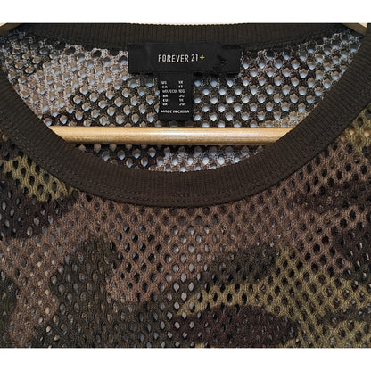 Camo Fishnet Mesh Cropped Top