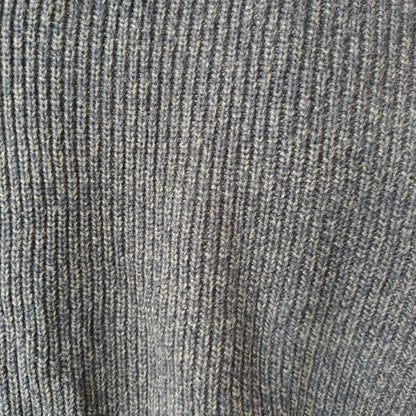 Blue Gray Cotton Knit Henley Sweater