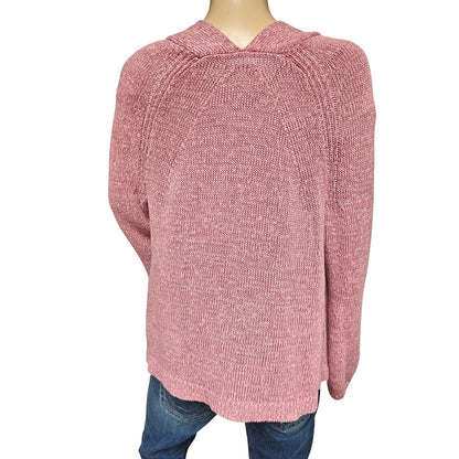 Dusty Rose Open Front Cardigan Sweater
