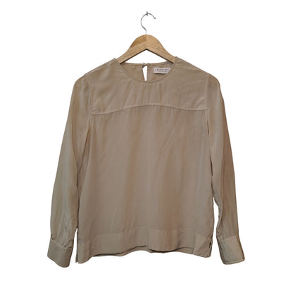 Silk Beige Long Sleeve Blouse
