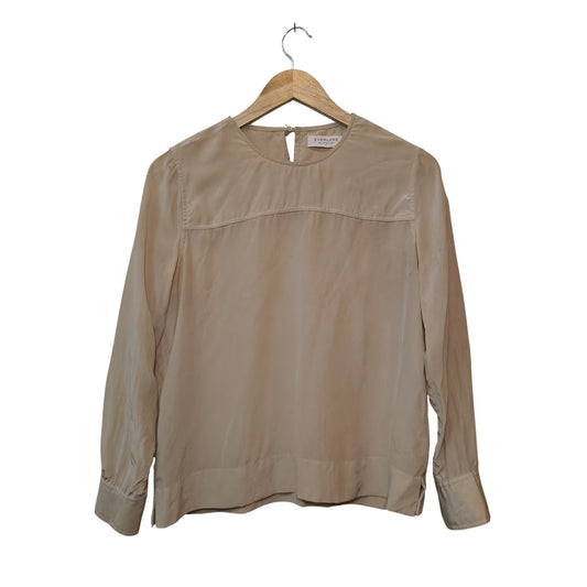Silk Beige Long Sleeve Blouse