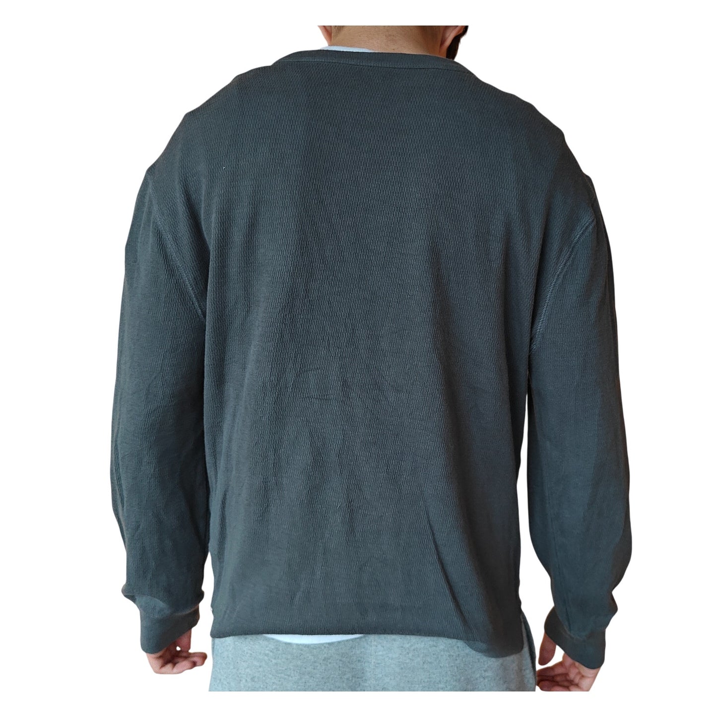 Waffle Knit Long-Sleeve Navy Henley