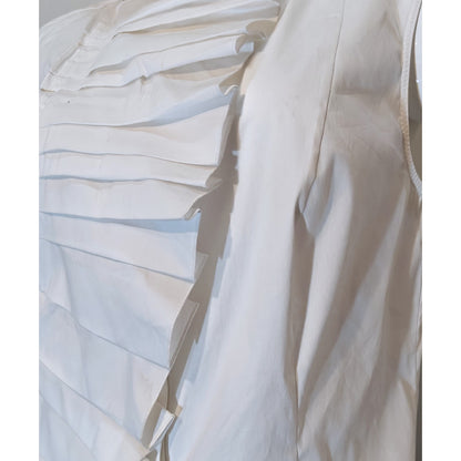 White Ruffle Pleated Sleeveless Blouse