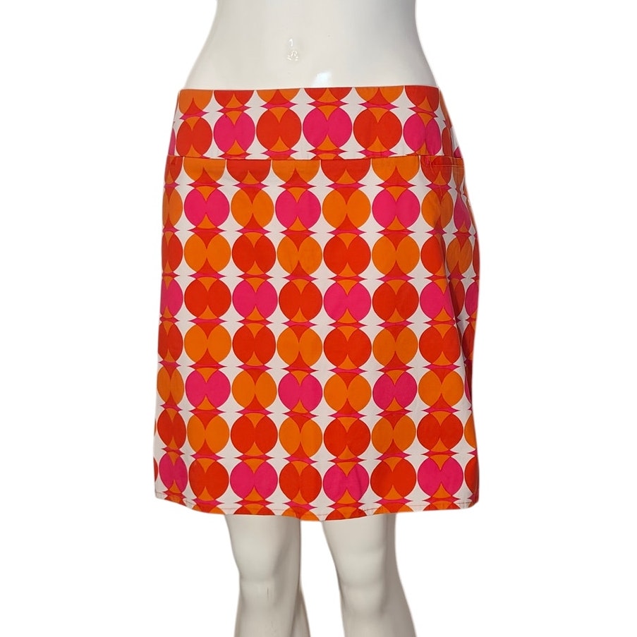 Mod Orange and Pink Geometric Print Mini Skirt