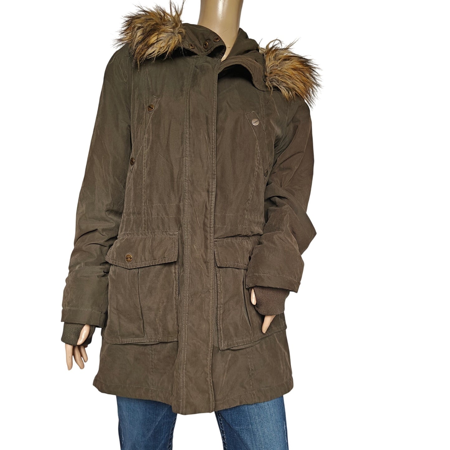 Olive Faux-Fur Hooded Parka