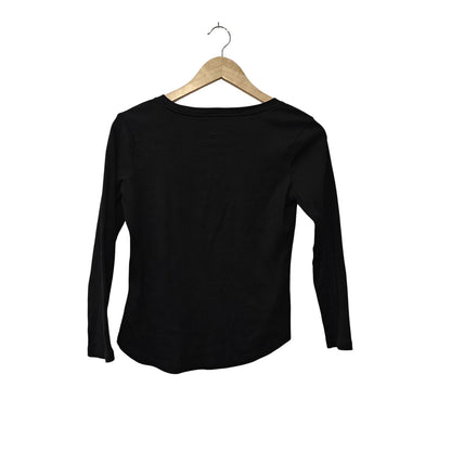 Black Henley Long Sleeve Top