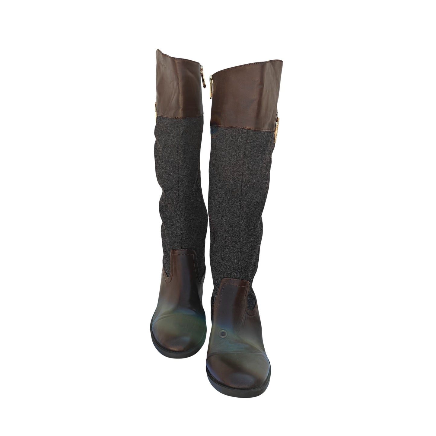 Brown Leather & Wool Tall Boots