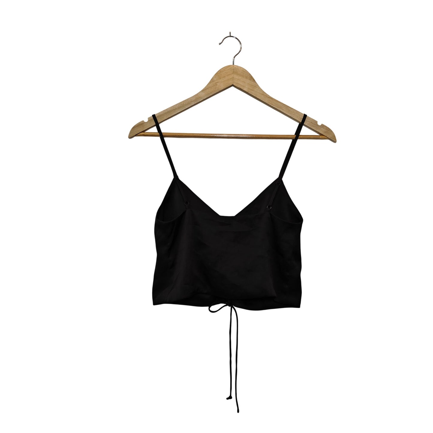 Black Ruched Satin Cami Top