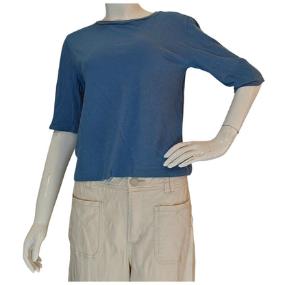 Blue Short-Sleeve Knit Top