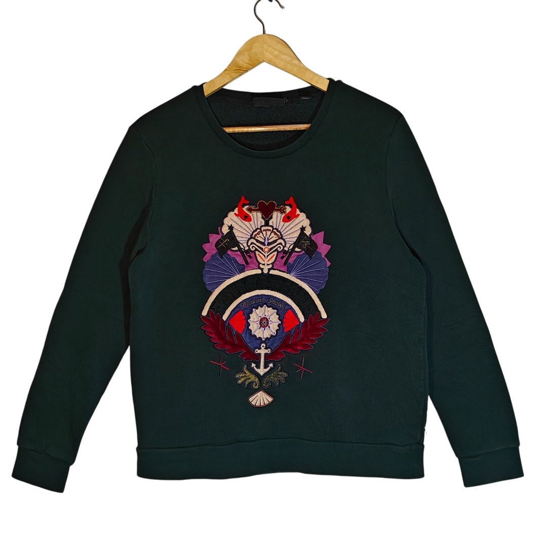 Green Maison Scotch Embroidered Graphic Sweatshirt